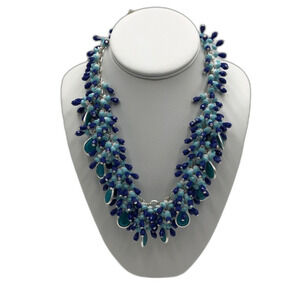Talbot's Vintage Y2K Women's Beaded NWT Chunky Statement Necklace Seaside Blue